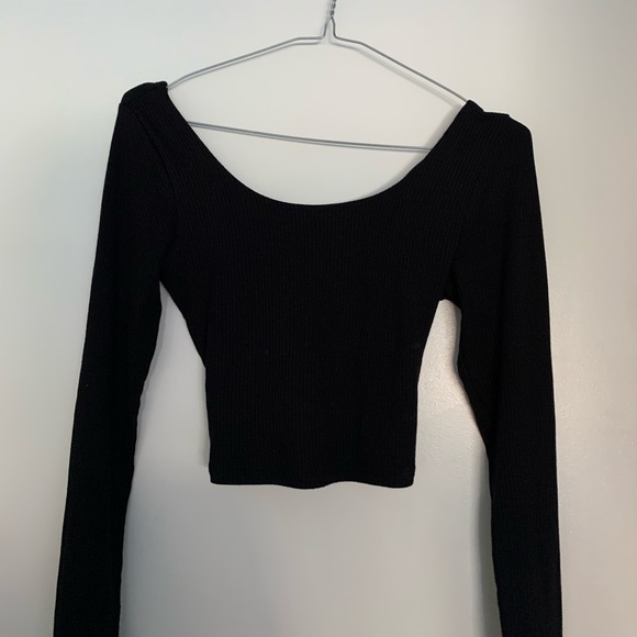 Black garage lace up back crop top - Picture 1 of 2